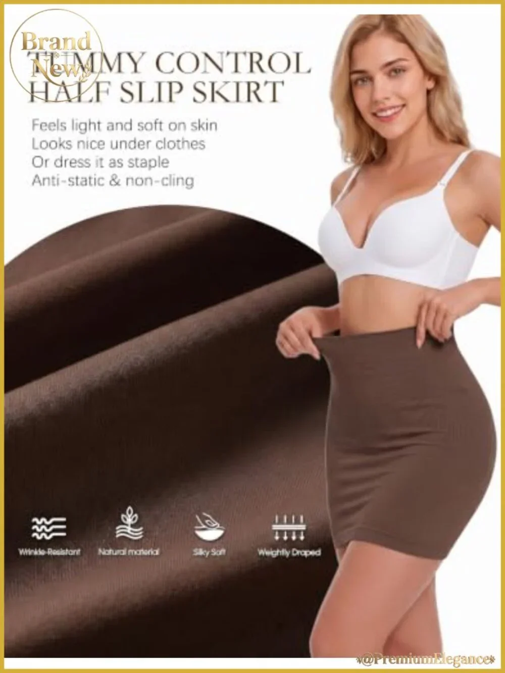 Half Slip for Women Under Dress Above Knee Non Cling Shapewear Slip Skirt
